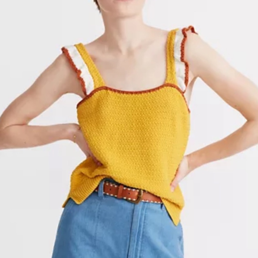 Madewell crocheted ruffle strap sweater tank sz M